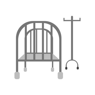 Beyaz arka plan üzerinde hastane izole hastane yatak simge vektör 