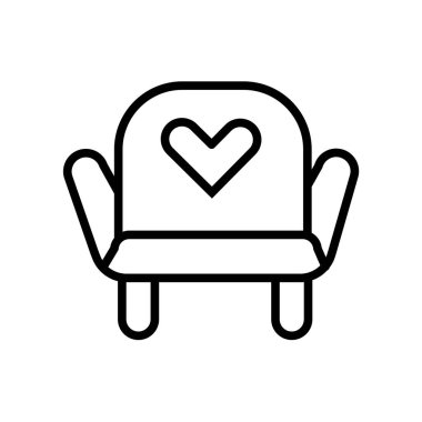 Beyaz arka plan üzerinde tekli oturum izole koltuk simge vektör