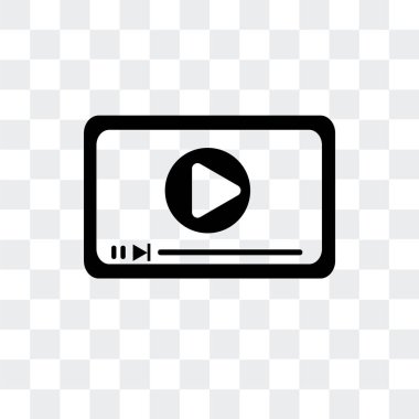 Film oyun düğme vektör simgesi üzerinde şeffaf arka plan izole