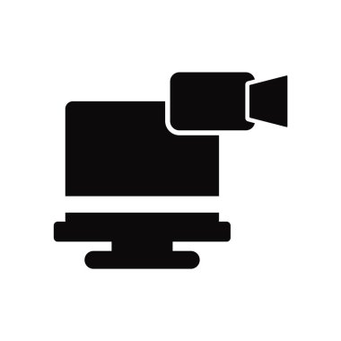 Beyaz arka plan üzerinde Video çağrı izole görüntülü arama simge vektör 