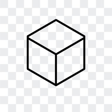 Saydam arka plan üzerinde küp logo tasarımı izole küp vektör simgesi