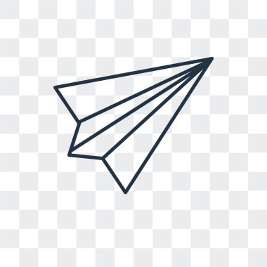 Saydam arka plan üzerinde kağıt uçak logo tasarımı izole kağıt uçak vektör simgesi