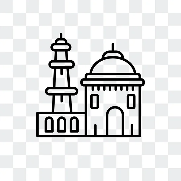 Minar Katb v Dillí vektorové ikony izolované na průhledné pozadí, Katb Minar v návrhu loga Nové Dillí — Stockový vektor
