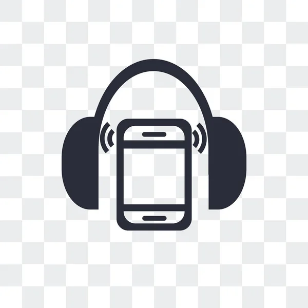 Mp3 player with headphones vector icon isolated on transparent b — Stock Vector