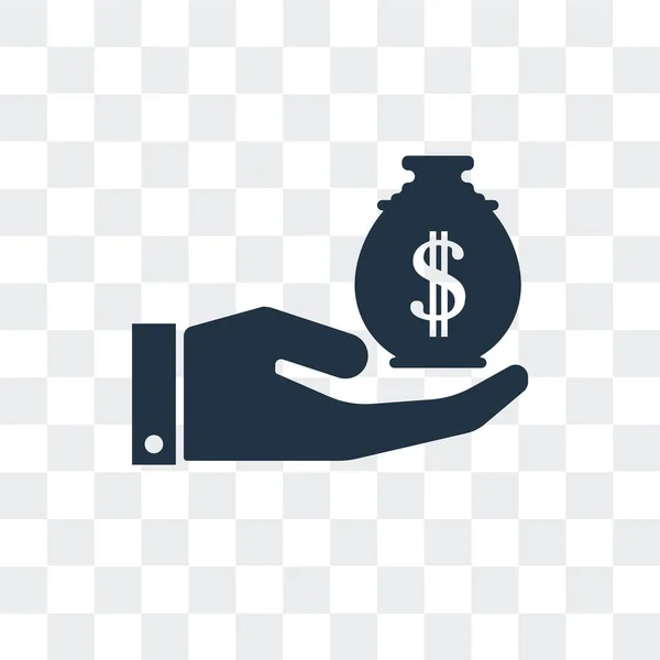 Ícone do vetor do saco de dinheiro isolado no fundo transparente, projeto do logotipo do saco de dinheiro — Vetor de Stock