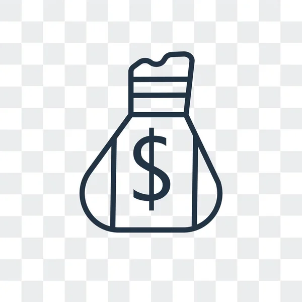 Money bag icona vettoriale isolata su sfondo trasparente, Money bag logo design — Vettoriale Stock