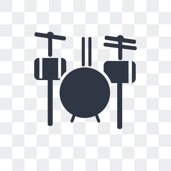 Drummer Set vector icon isolated on transparent background, Drum — Stock Vector