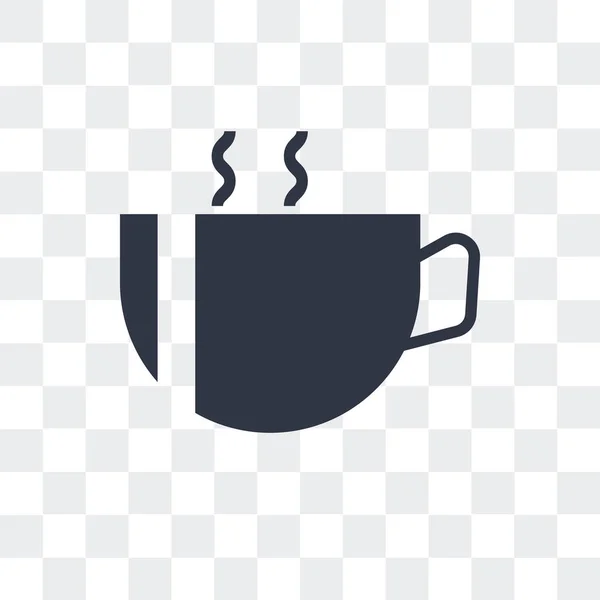 Taza de café caliente con corazón icono vectorial aislado en b transparente — Vector de stock