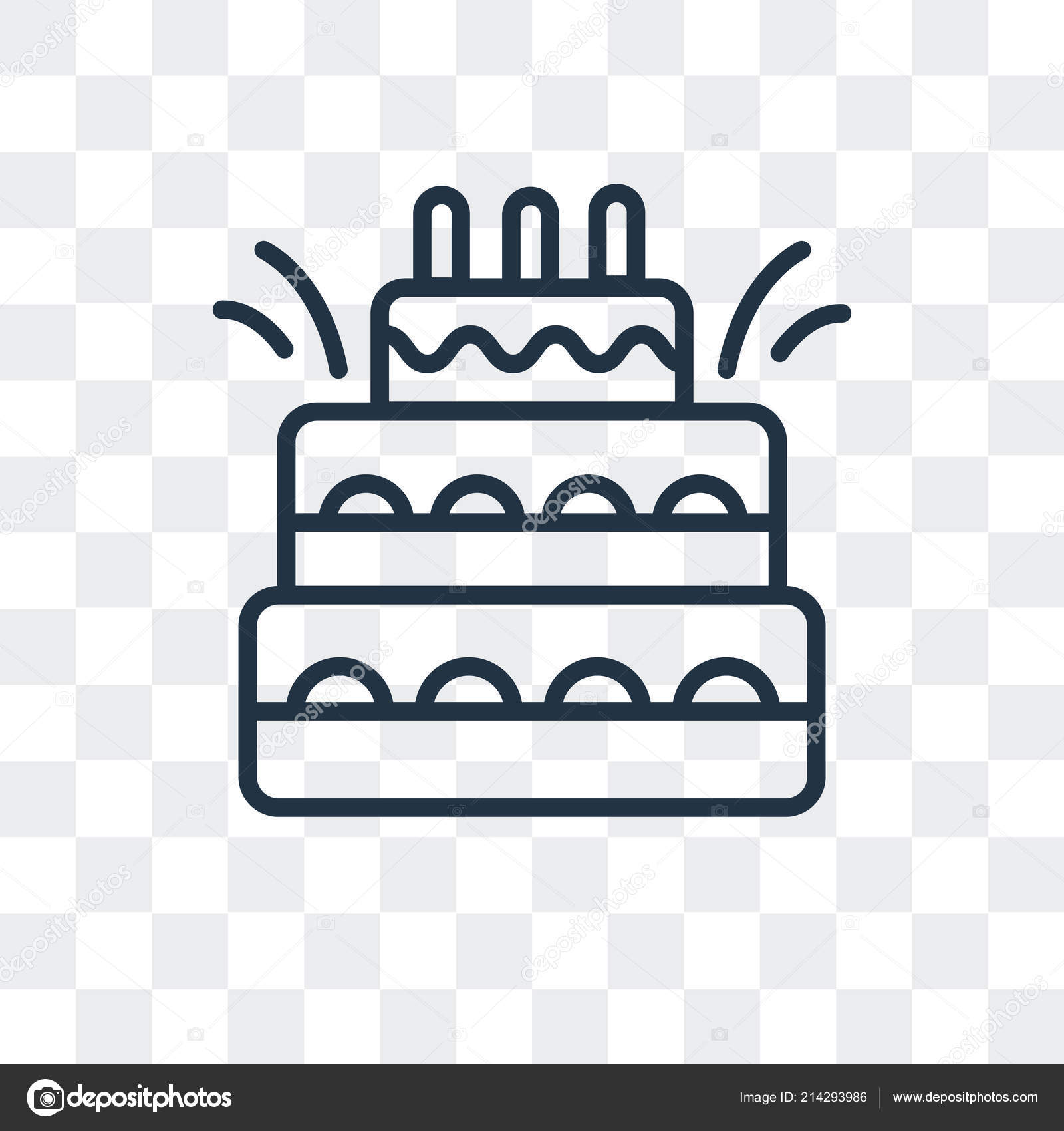 Birthday Cake Vector Icon Isolated On Transparent Background