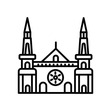 Beyaz arka plan üzerinde Cha izole Chartres Katedrali simge vektör