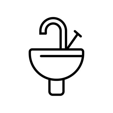 Beyaz arka plan üzerinde lavabo işareti izole simge vektör lavabo