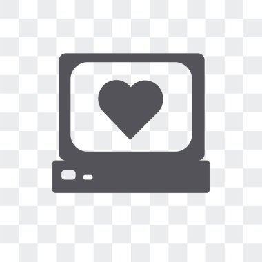 Şeffaf adam izole kalp hızı monitör vektör simgesi