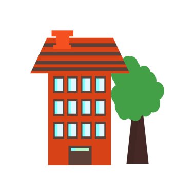 Beyaz arka plan üzerinde bina oturum izole bina simge vektör