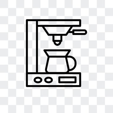 Saydam arka plan üzerinde kahve makinesi logo tasarımı izole kahve makinesi vektör simgesi