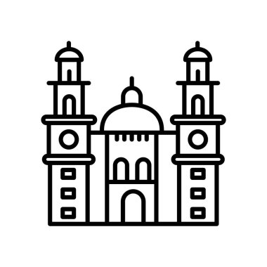 Morelia Katedrali üzerinde beyaz backgr izole Meksika simge vektör