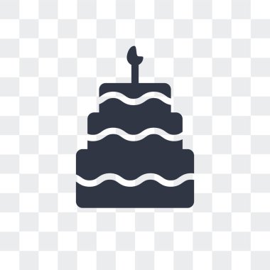 Doğum günü pastası ile vektör simgesi üzerinde saydam b izole mumlar