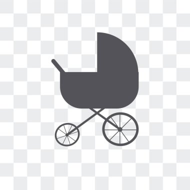 Saydam arka plan üzerinde Strolle izole bebek arabası vektör simgesi