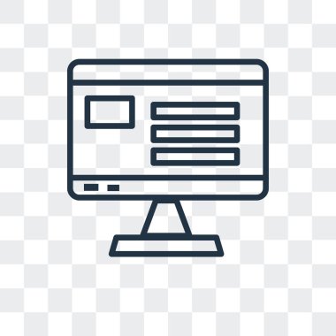Saydam arka plan üzerinde monitör logo tasarımı izole monitör vektör simgesi