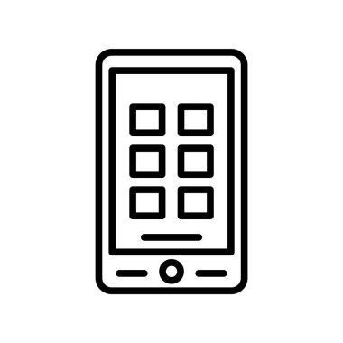 Beyaz arka plan üzerinde Smartphone izole Smartphone simge vektör 