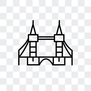 Saydam arka plan üzerinde Tower Bridge logo tasarımı izole tower Bridge vektör simgesi