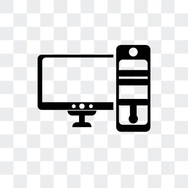 Bilgisayar ve monitör vektör simgesi üzerinde şeffaf backgro izole