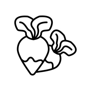 Beyaz arka plan üzerinde turp işareti izole turp simge vektör