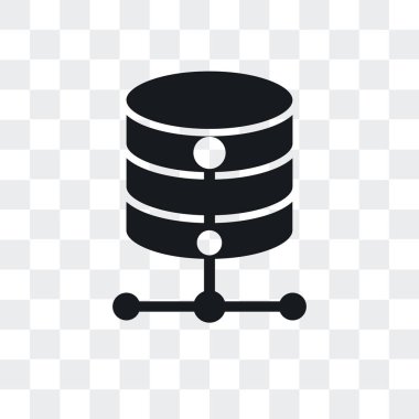 Saydam arka plan üzerinde Databas izole veritabanı vektör simgesi