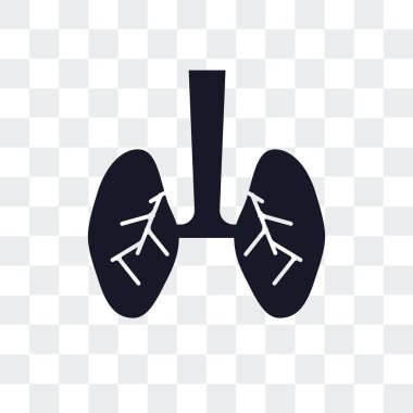 Saydam arka plan üzerinde akciğer logosu d izole akciğer vektör simgesi