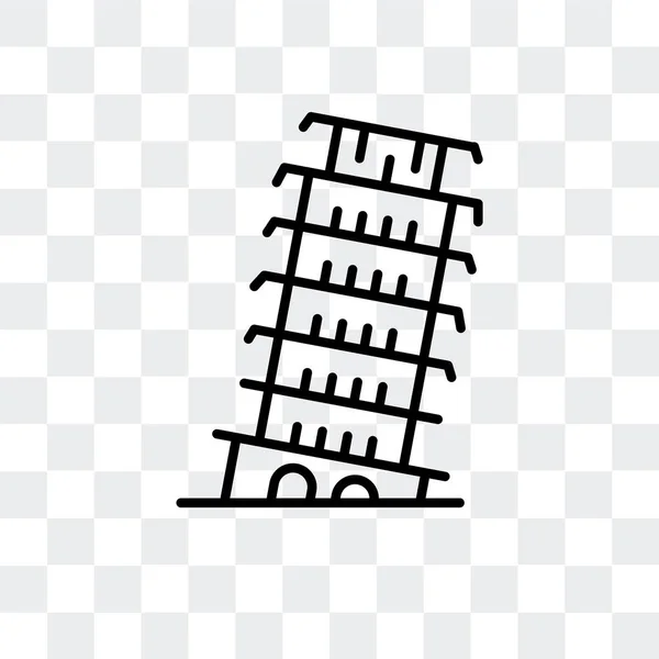 투명 한 배경, 피사 탑 로고 디자인에 고립 된 피사 타워 벡터 아이콘 — 스톡 벡터