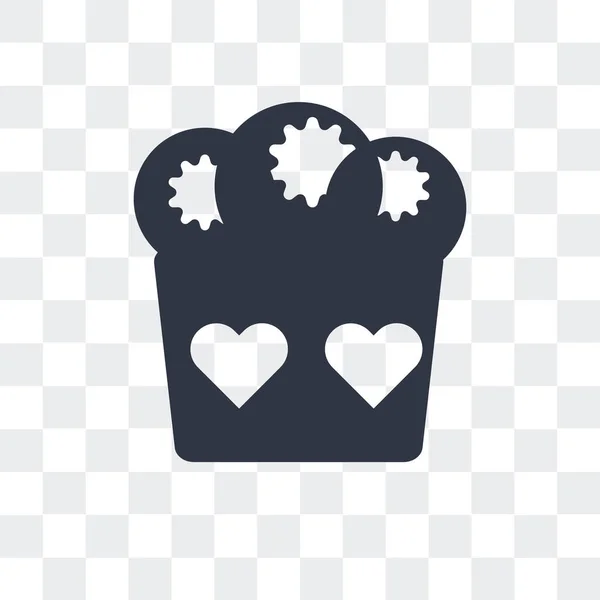 Romantic muffin vector icon isolated on transparent background, — Stock Vector