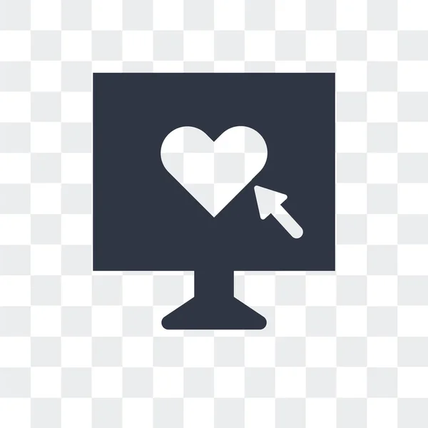 Corazón en un icono de vector de pantalla aislado sobre fondo transparente — Archivo Imágenes Vectoriales