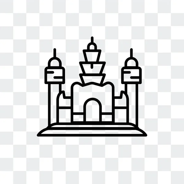 Ícone vetorial Angkor Wat isolado em fundo transparente, design do logotipo Angkor Wat — Vetor de Stock