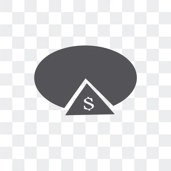 Tortendiagramm mit Dollarvektorsymbol isoliert auf transparentem Backgr — Stockvektor