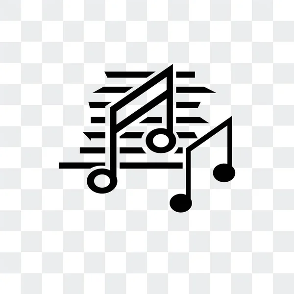 Nota musical icono de vector negro aislado sobre fondo transparente , — Vector de stock