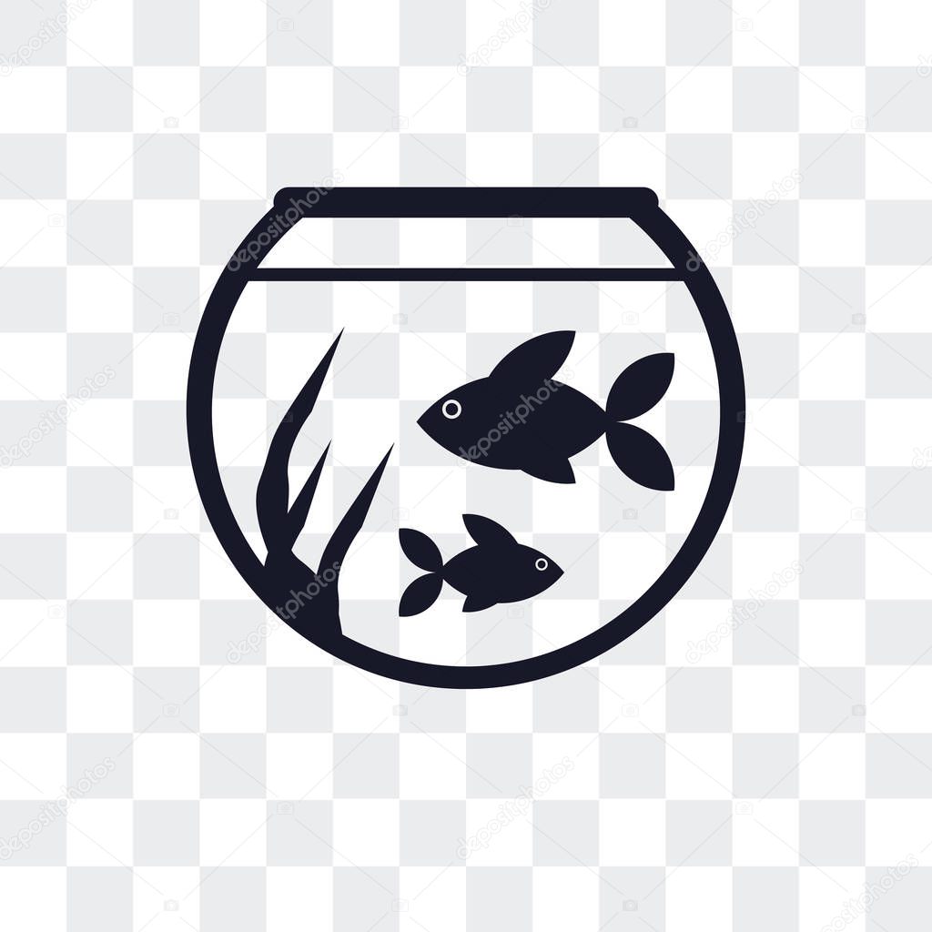 Fish bowl vector icon isolated on transparent background, Fish b