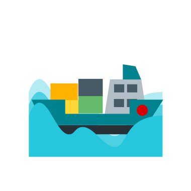 Beyaz arka plan üzerinde kargo gemisi izole kargo gemisi simge vektör 
