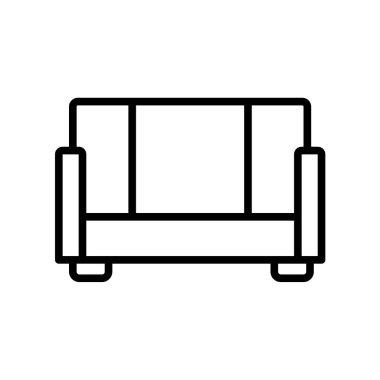 Beyaz arka plan üzerinde kanepenin işareti izole kanepe simge vektör