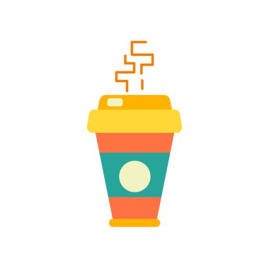 Beyaz arka plan üzerinde sıcak kahve izole sıcak kahve simge vektör 