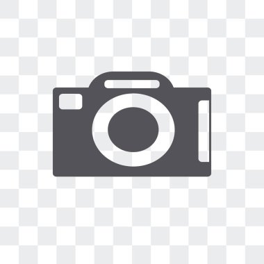 Saydam arka plan üzerinde izole kamera önden görünüm vektör simgesi