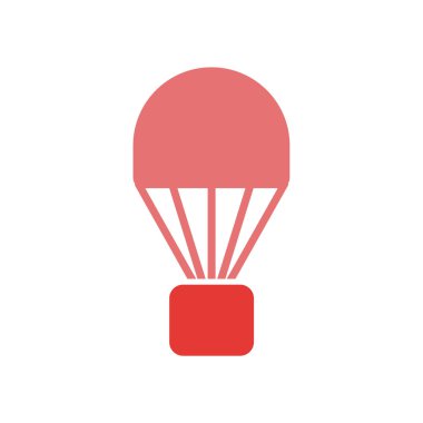 Beyaz arka plan üzerinde paraşüt sı izole paraşüt simge vektör