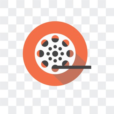 Saydam arka plan üzerinde Film r izole film reel vektör simgesi