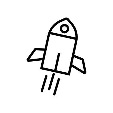 Beyaz arka plan üzerinde uzay gemisi izole uzay gemisi simge vektör 