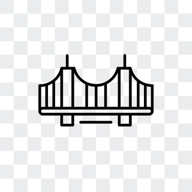 Saydam arka plan üzerinde Vincent Thomas Köprüsü logo tasarımı izole Vincent Thomas Köprüsü vektör simgesi