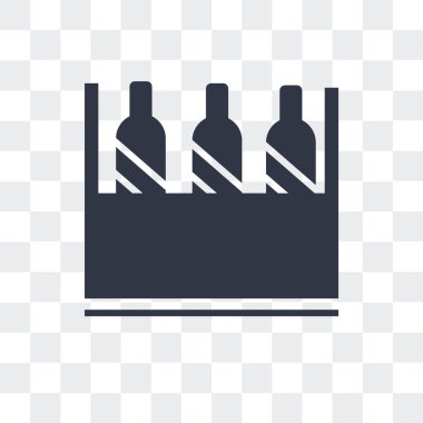 Şarap şişeleri üzerinde şeffaf backgr izole bir kutu vektör simgesi