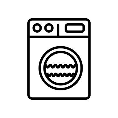 Beyaz arka plan üzerinde izole makine simge vektör yıkama, Washin