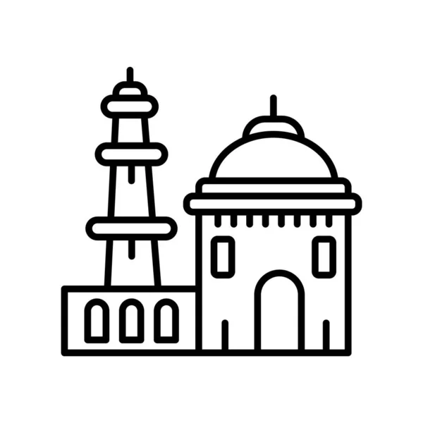 Kutub Minár, Új-Delhi ikon vektorban elszigetelt fehér background — Stock Vector