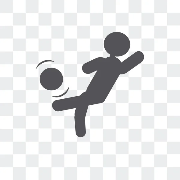 Pessoa chutando bola com o ícone do vetor do joelho isolado na transp — Vetor de Stock