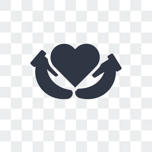 Coeur entre les mains icône vectorielle isolé sur backgrou transparent — Image vectorielle