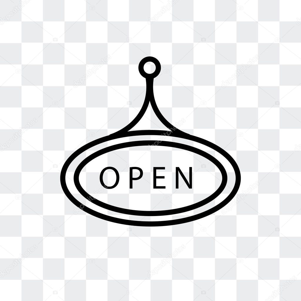 Open vector icon isolated on transparent background, Open logo concept
