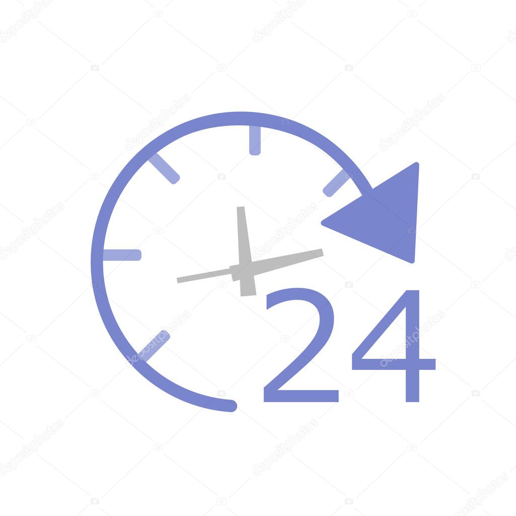 24 hours icon vector isolated on white background, 24 hours sign